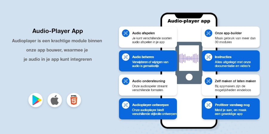 Audio player app maken van appmaken.online