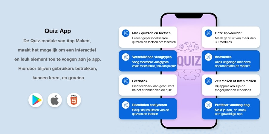 Quiz app maken van appmaken.online