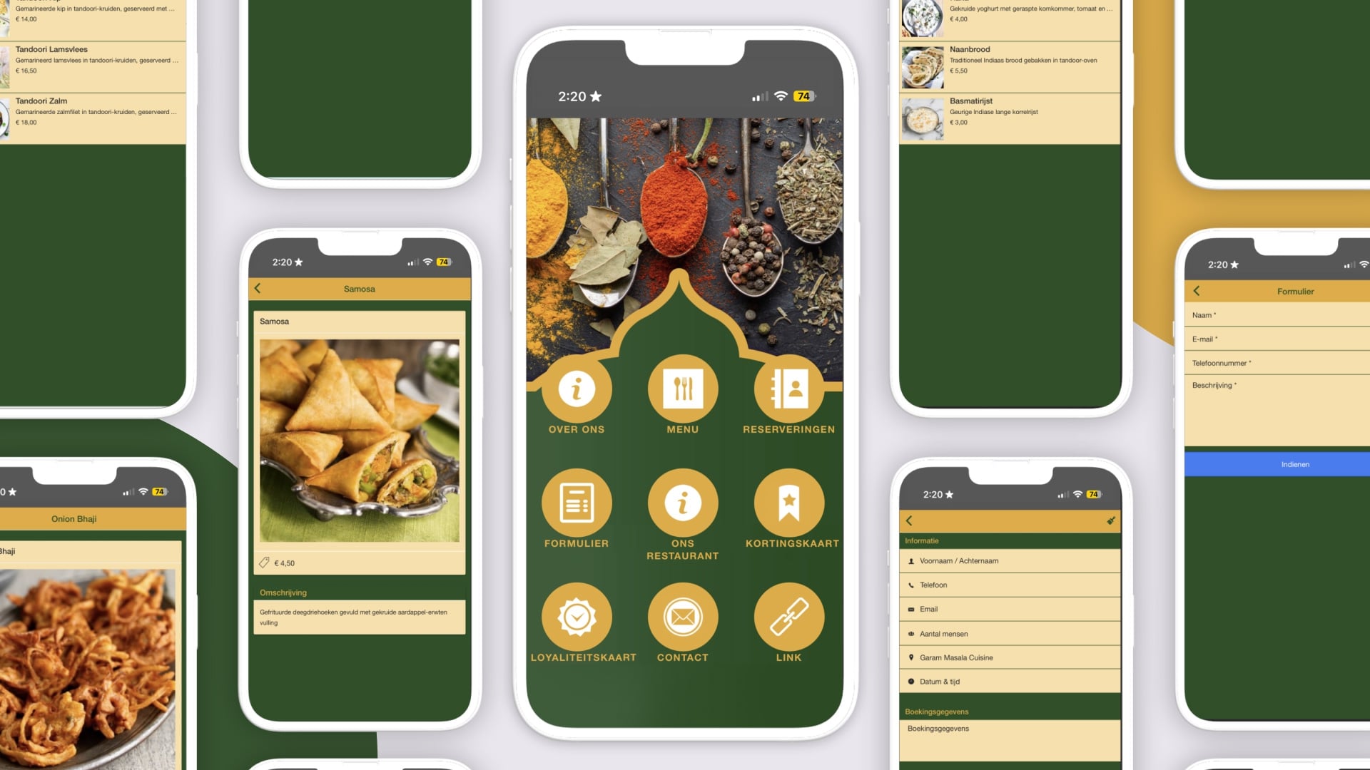 Indian food app maken meerdere telefoons