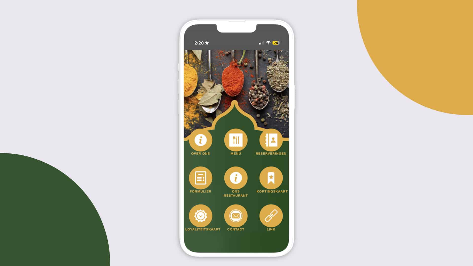 Indian food app maken 1 telefoon